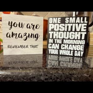 Rustic wooden positive sayings signs